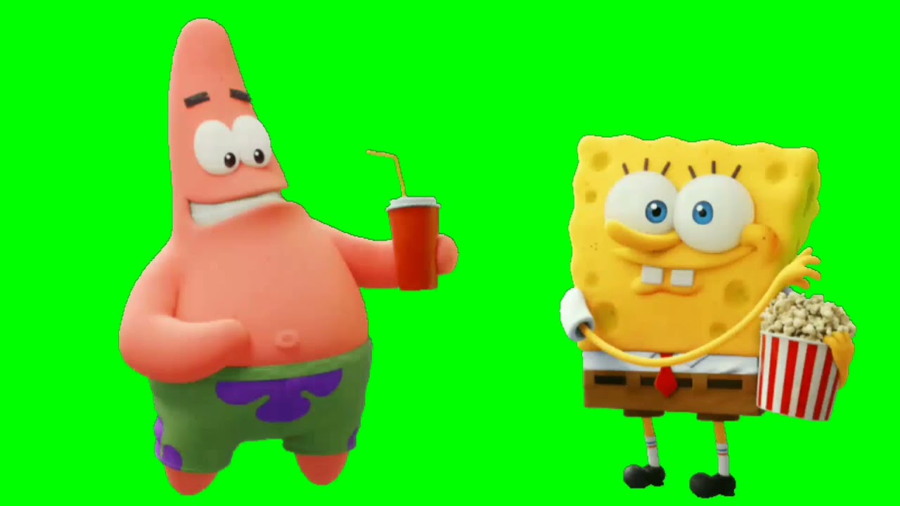 Spongebob and Patrick Eating Popcorn and drinks (Green Screen) YouTube