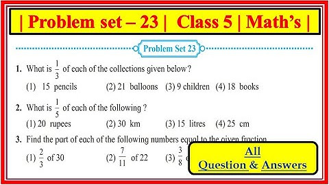 Problem set 23 Class 5th Maths Chapter 5 fraction