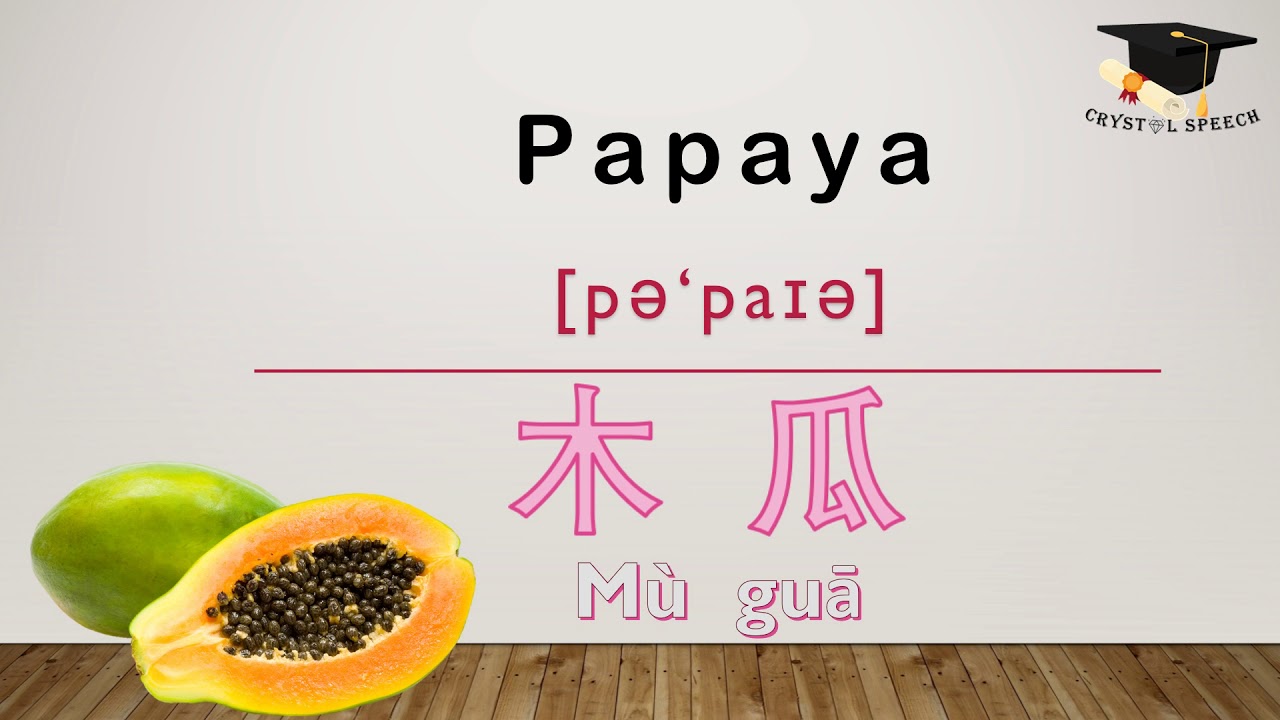 水果英文 Papaya 木瓜 Types Of Fruits Chinese Pinyin Youtube