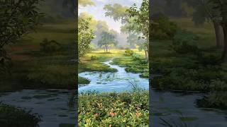 Keajaiban Kuas: Lukisan Pemandangan yang Hidup #pemandangan #art #seniman #viral