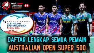 DAFTAR LENGKAP PEMAIN DI TURNAMEN AUSTRALIAN BADMINTON OPEN 2026 SUPER 500, BANYAK MD INDONESIA