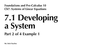 FPC10 Ch7 7.1 Developing Systems of Linear Equations Example 1