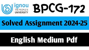 BPCG-172 Solved Assignment 2024-25 || BPCG-172 Solved Assignment in English || BPCG-172