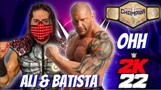 WWE MUSTAFA ALI VS BATISTA FULL MATCH IN SUMMMERSSLAM | WWE 2K22 GAMEPLAY | HERTZ GAMER