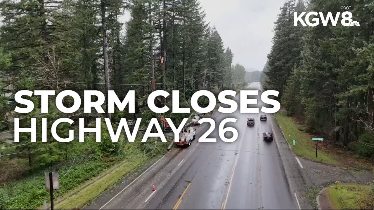 Winds topple power lines along Highway 26 in Clackamas County