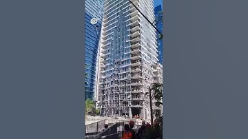Damage inflicted on the Israeli stock market building in Ramat Gan near Tel Aviv