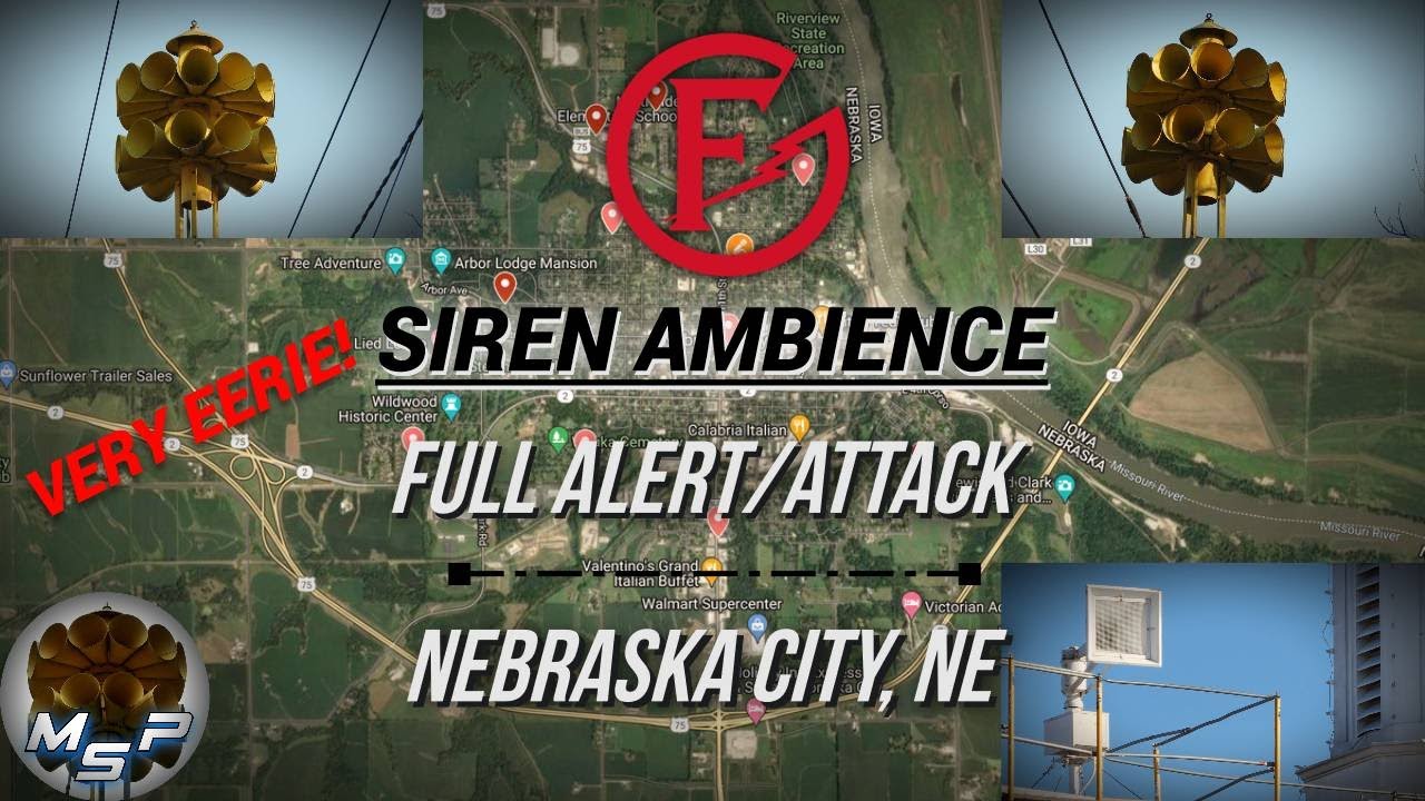 Federal Signal Tornado Siren Ambience | Full Alert/Attack | Nebraska City, NE