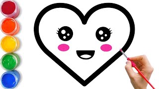 How To Draw Heart With Rainbow Colors For Kids