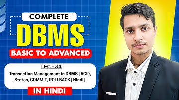Transaction Management in DBMS | ACID, States, COMMIT, ROLLBACK | Hindi | Pluto Academy