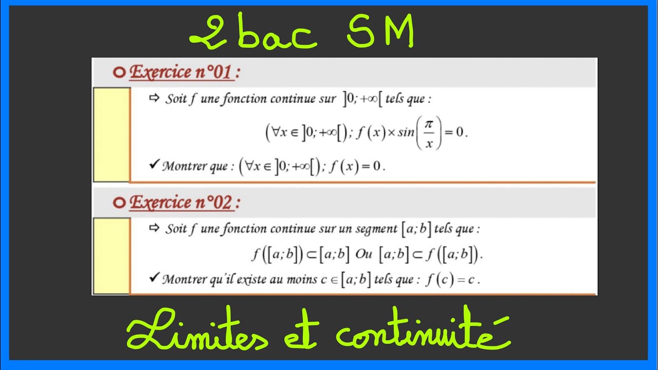 Exercice 1 limites et continuité 2bac sm (bac 2025)