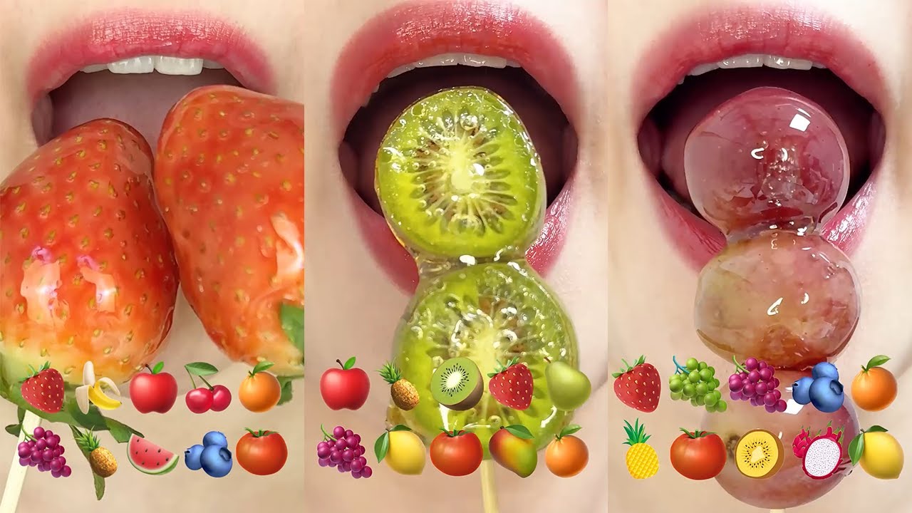 asmr (CANDIED FRUITS) MOST POPULAR TANGHULU COLLECTION 과일 탕후루 이모지 먹방 모음집 eating sounds
