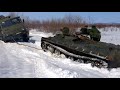МТЛБ вытаскивает КАМАЗ. Russian tank in the snow. دبابة روسية في الثلج