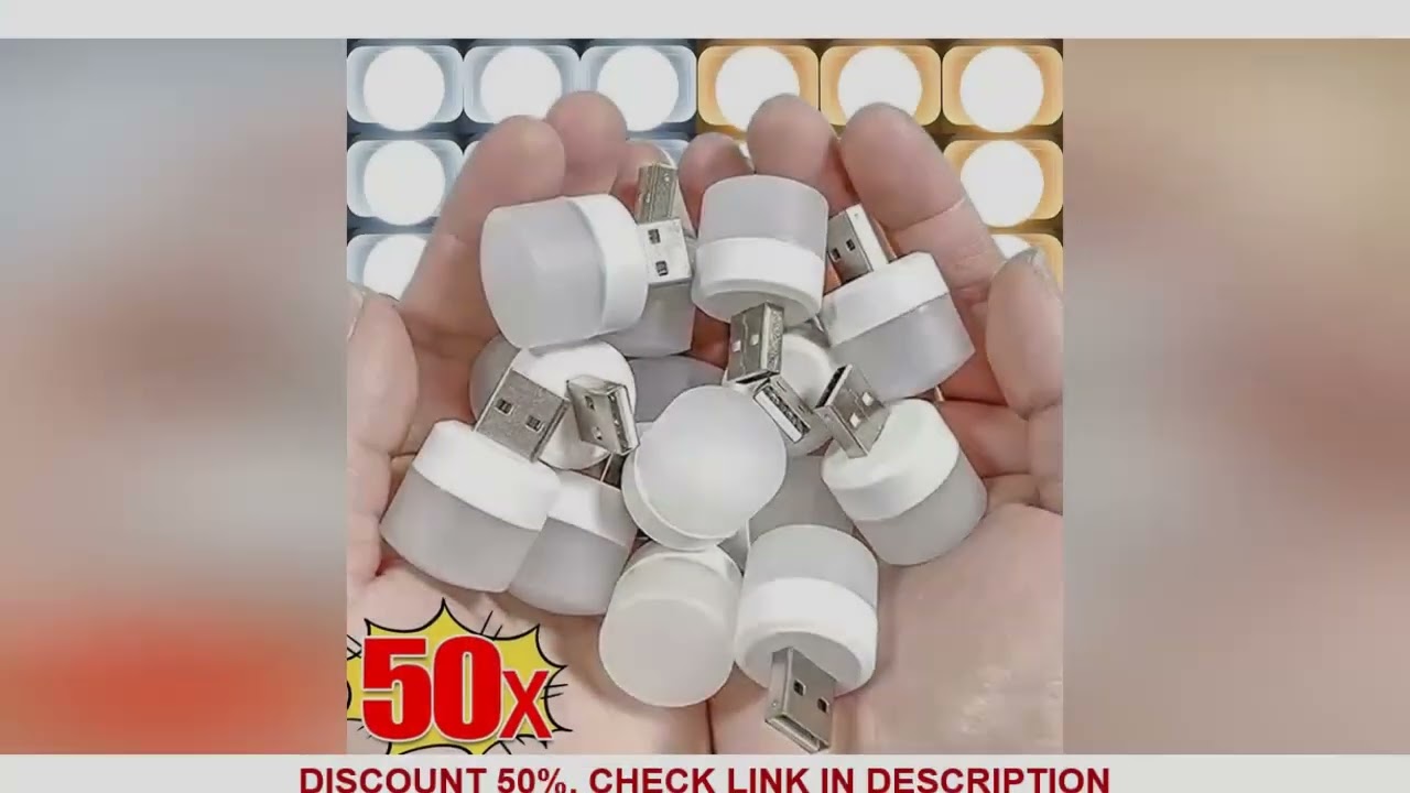50/1PCS USB Night Light Mini LED Night Light USB Plug Lamp Power Bank Charging USB Book Lights Round