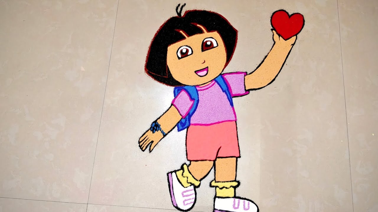 Freehand Cute Dora Floor Art 🎨✨🎉😍❤️