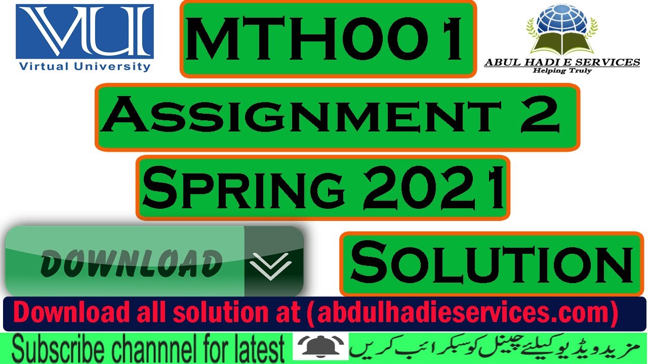 mth001 assignment 2 solution 2021