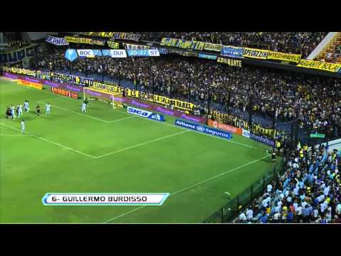 Gol de Burdisso. Boca 3 Quilmes 2. Fecha 1. Torneo Final 2013. Fútbol Para Todos.