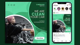 Free Car Wash Service Poster Design PSD Template screenshot 2
