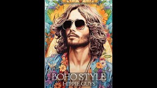 Boho Style Hippie Guys by Pretty Fantastic Publishing Adult Coloring Book Flip-Thru