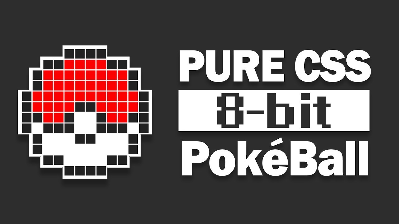 How to create Pokeball 8-bit image using pure CSS box-shadow only! 