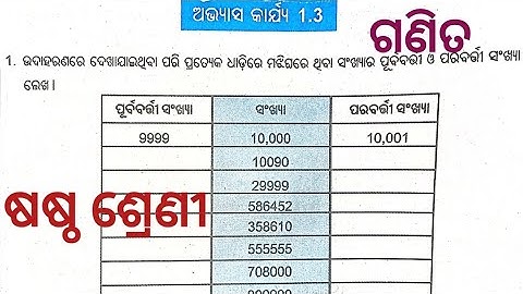 EXERCISE 1.3 CLASS-6 MATH ODIA MEDIUM