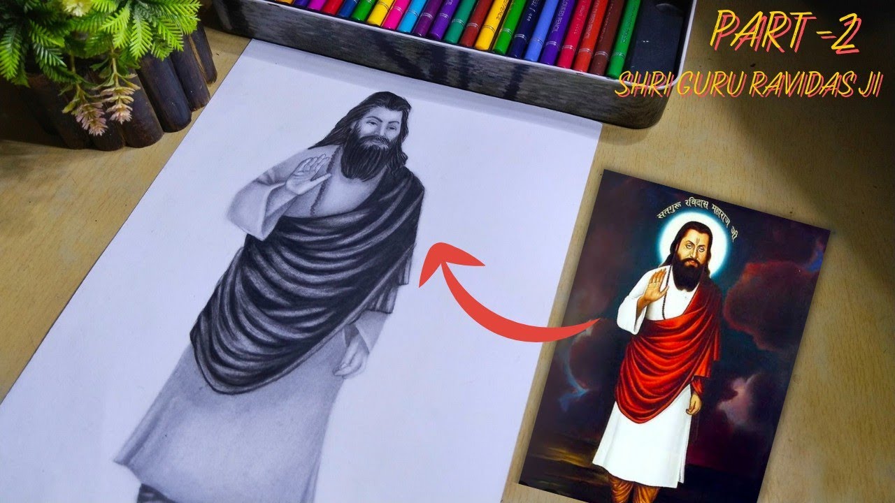 Shri Guru Ravidas ji drawing with charcoal pencils// Shri Guru Ravidas ...