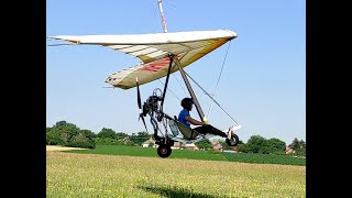 Motorized hang glider test flight with nanolight trike