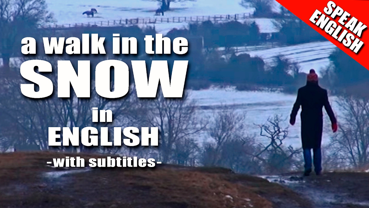 Learn English - A walk in the snow - A snowy day - English language lesson with subtitles