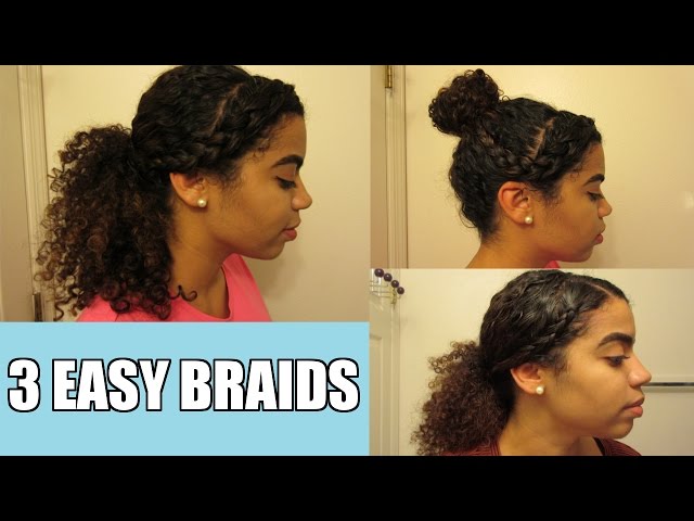 3 Easy Braided Hairstyles  Natural Curly Hair 