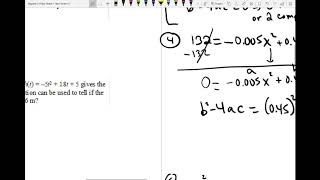 Algebra 2 Review: Linear-Quadratic Systems and Quadratic Formula
