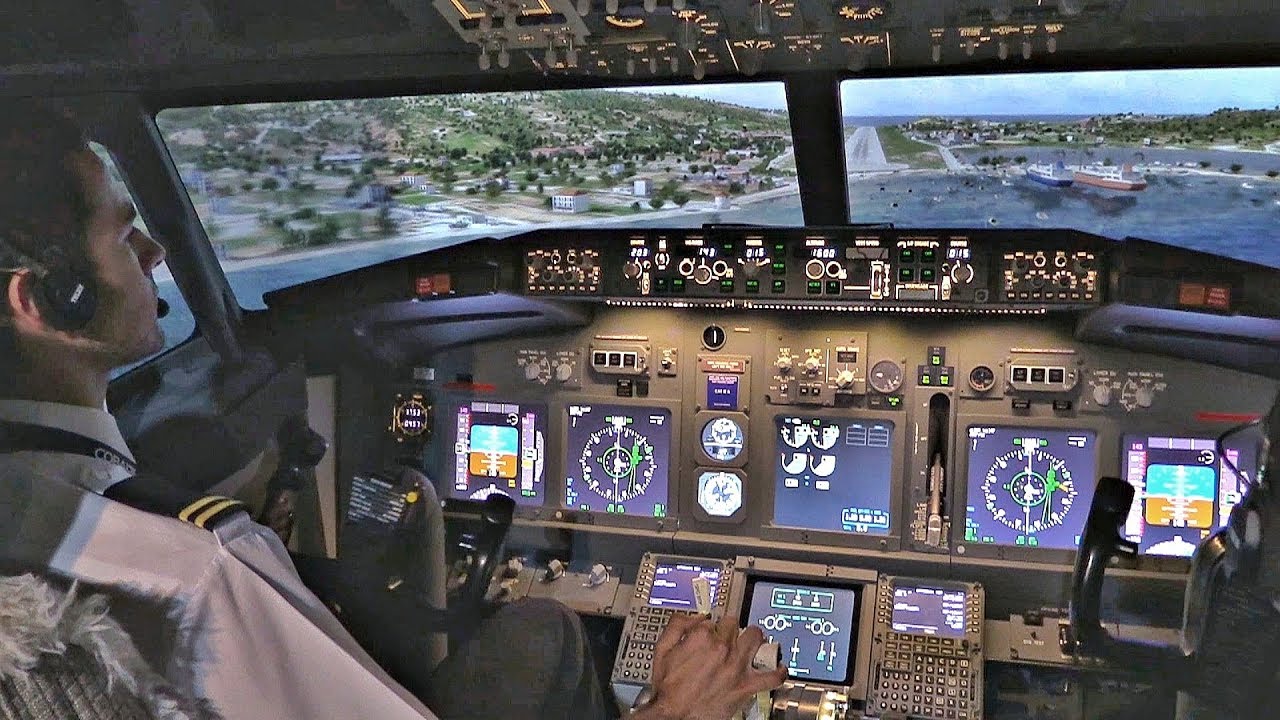 Boeing 737 800 Cockpit Landing At Skiathos Full Flight Simulator Famous Low Landing