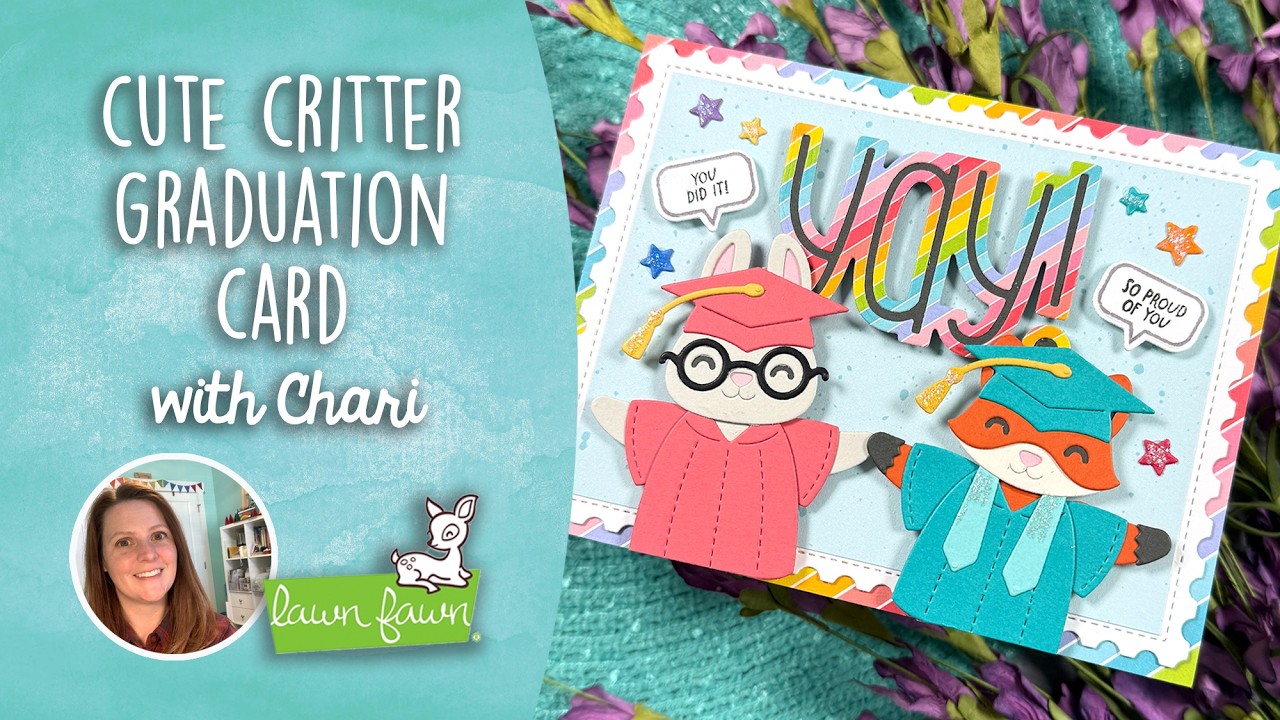 cute grad cards you did it! graduation card This card comes with glitter accents Cute critter graduation card with