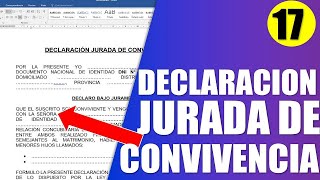 Declaracion Jurada De Convivencia En Word