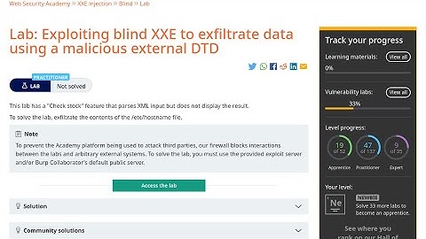 Web Security Academy | XXE | 5 - Blind XXE to Exfiltrate Data Using a Malicious External DTD