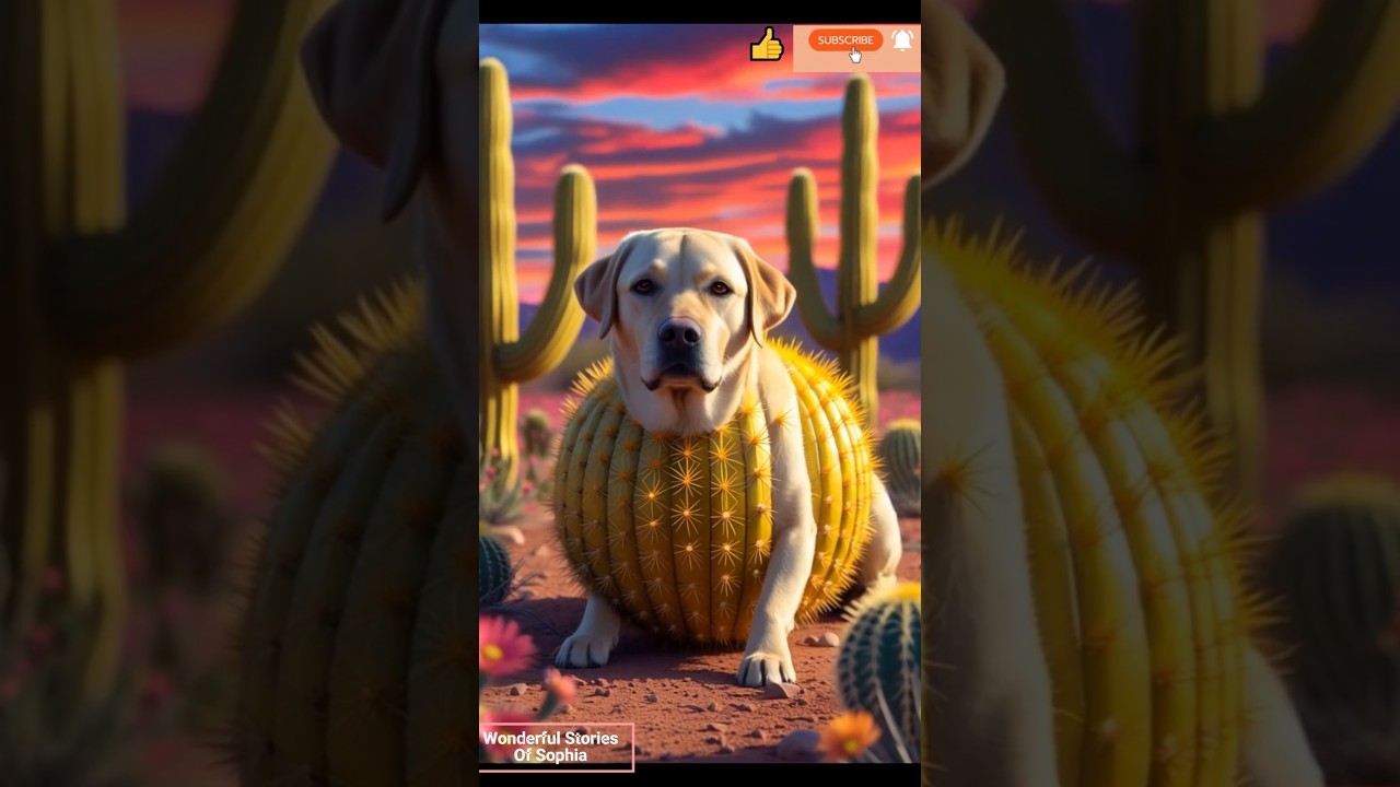 Labrador and the Cactus: A Magical Desert Fusion (p1) 