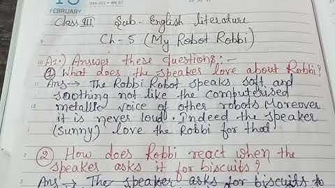 All question answer of ch- 5(My Robot Robbi) of class-3