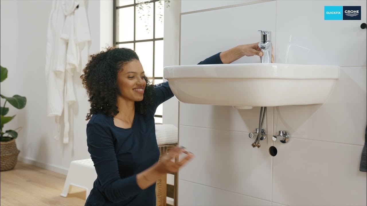 Easy installation with GROHE QuickFix for your basin tap with pop-up waste  set 