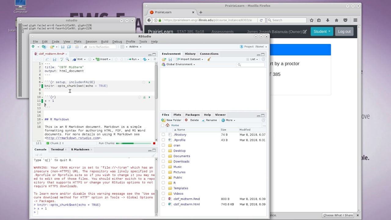 Opening rstudio and writing in rmarkdown in the computer based testing
