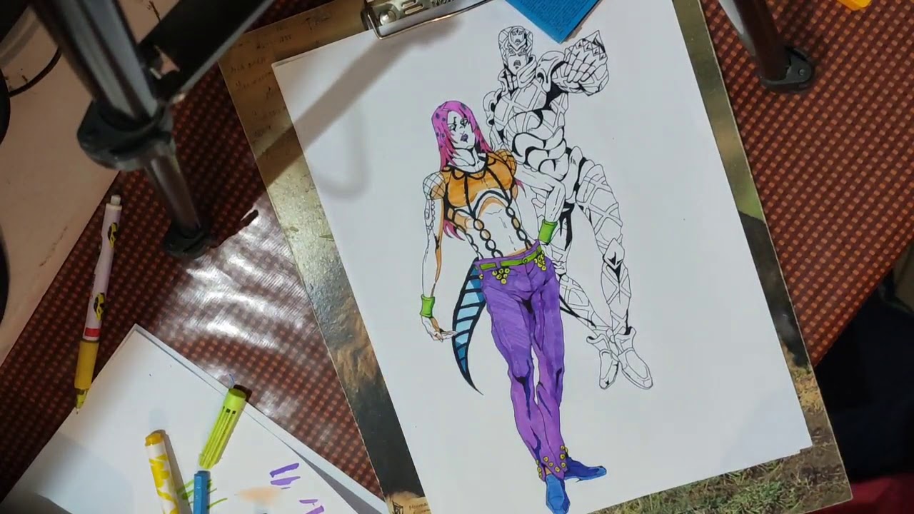 Time lapse sketch of The Villain in JoJo part 5 Diavolo and his stand
