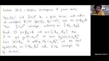 Lecture 19.1 - Uniform Convergence of Power Series