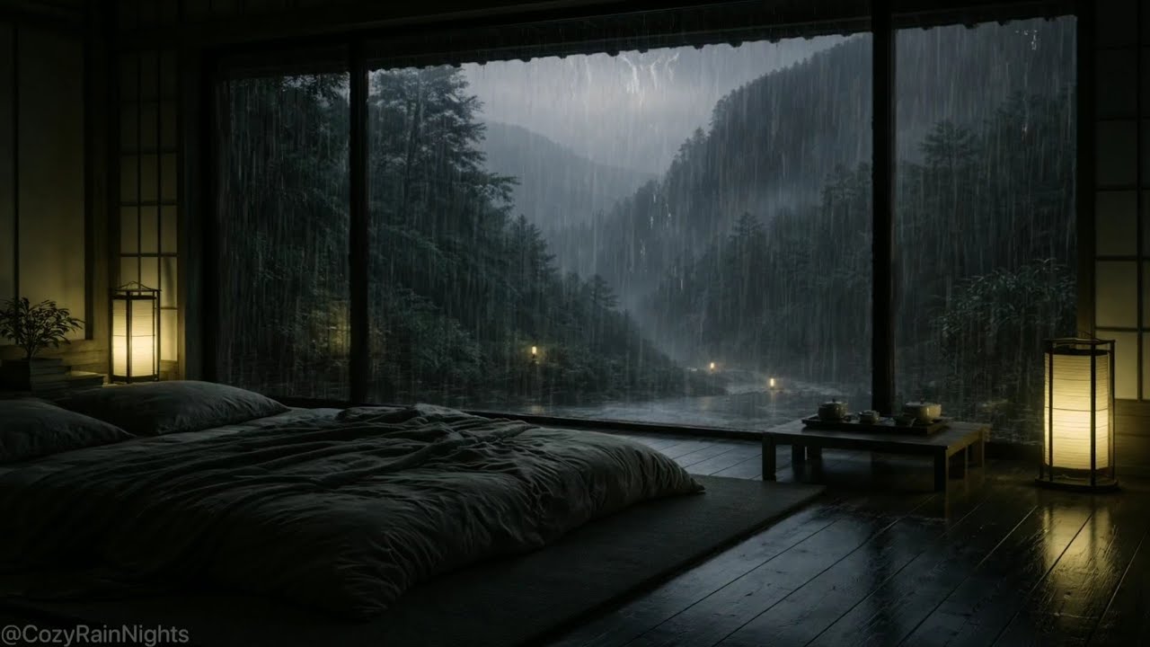Gentle Rain Sounds in a Dark Bedroom 🌧 No Ads | Peaceful Rain Sounds for Deep Sleep & Relaxation