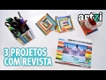 Ideias de Artesanato com Revista :: Os Três Portas [ Retrato | Copos |  Lápis ]