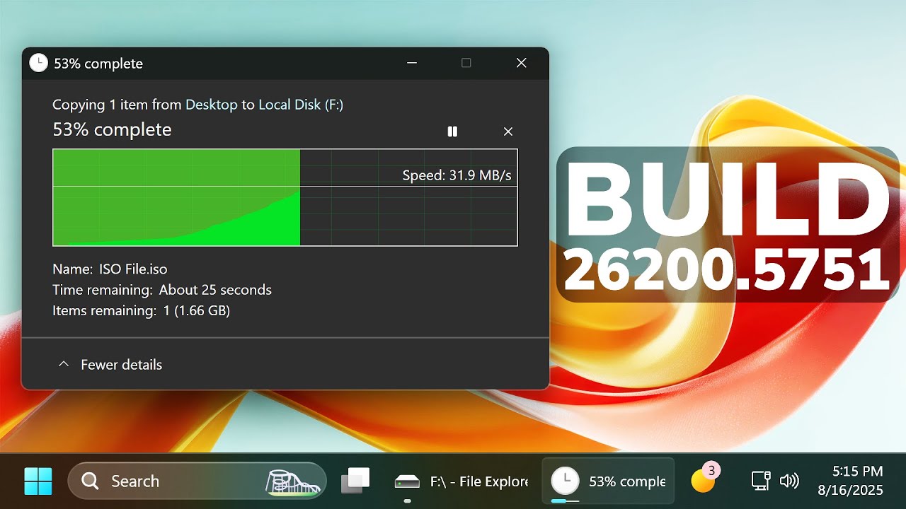 New Windows 11 25H2 Build 26200.5751 – New Dark Mode for Copy