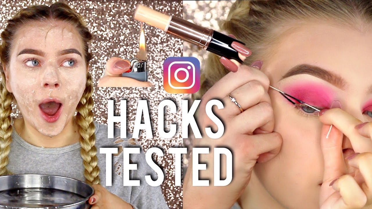 Testing WEIRD Instagram Makeup Hacks Tina Halada YouTube