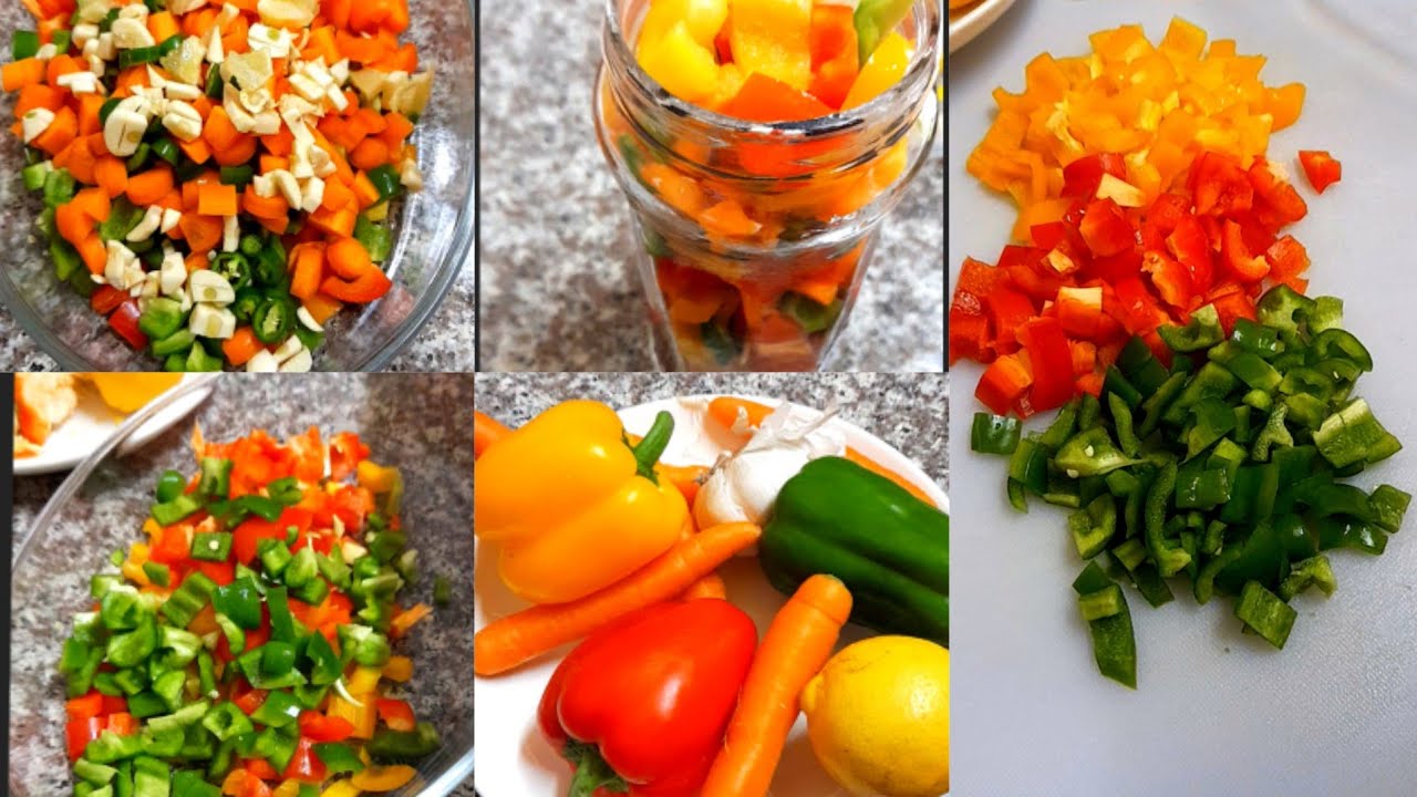 مخلل الفليفله الملونه مع الجزر والثومه وألوان جميله جدا