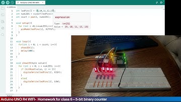 Arduino UNO R4 WIFI - Class 6 - 5-bit binary counter