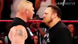 WWE RAW Brock Lesnar Brawls with Samoa Joe hd