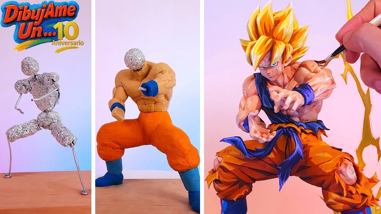 OTRO NIVEL! Rehice mi primera escultura de Goku SSJ con plastilina escolar || 10 años de DibujAme Un
