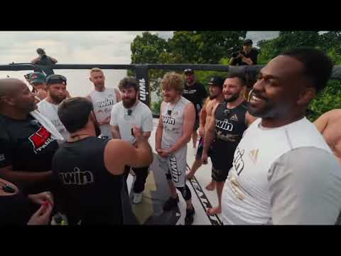 Heated moment between Jon Jones and Daniel Cormier during their grappling competition