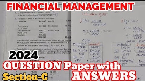 #3 Financial Management 2024 Question Paper with Answers BCOM section C