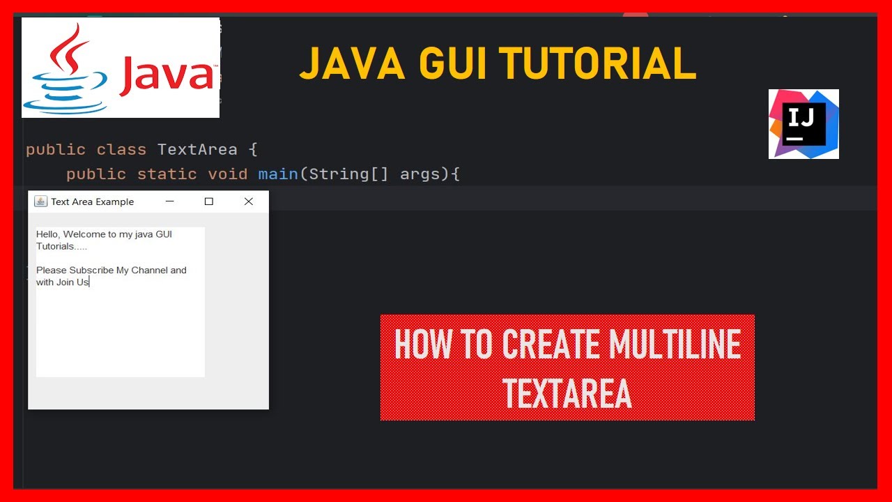Java GUI Tutorial - 05 | TextArea Function | Javax Swing | How to ...